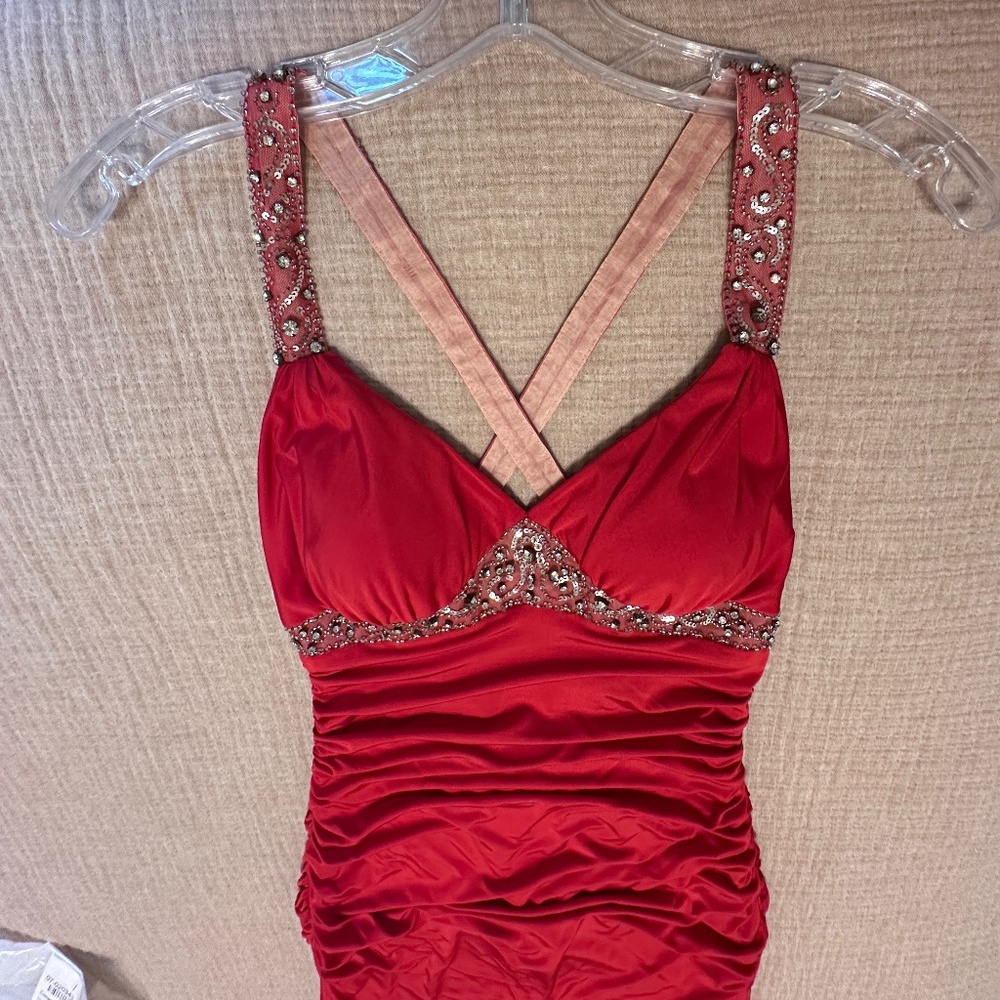 NiteLine Red Ruched Evening/Prom Dress - Picture 6 of 9